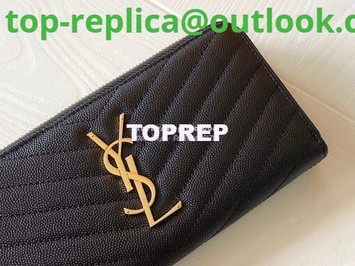 Replica YSL Saint Laurent Monogram Zip Around Wallet In Grain De Poudre Embossed Leather 358094 6