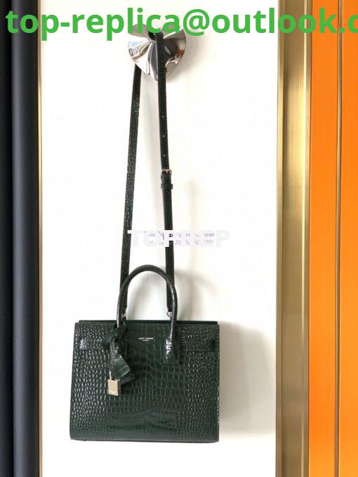 Replica YSL Saint Laurent Classic Sac De Jour Baby Nano In Embossed  Crocodile Shiny Leather 421863 Dark Green 3