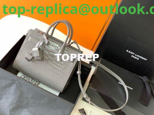 Replica YSL Saint Laurent Classic Sac De Jour Baby Nano In Embossed  Crocodile Shiny Leather 421863 Grey 12