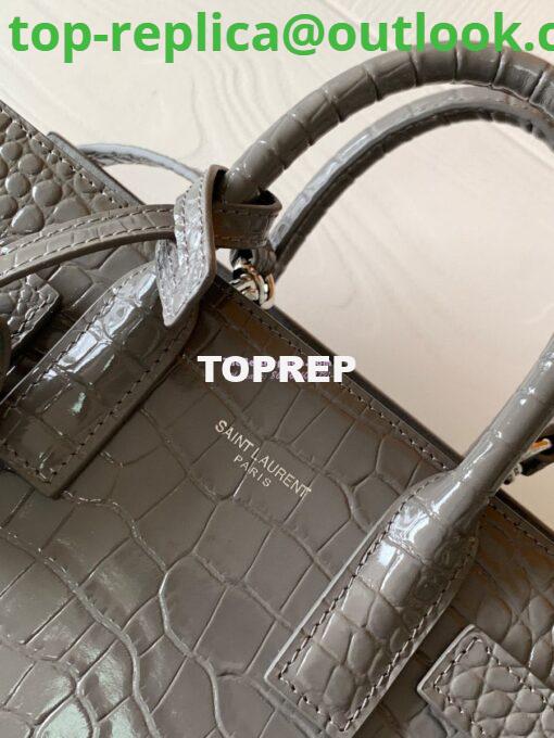 Replica YSL Saint Laurent Classic Sac De Jour Baby Nano In Embossed  Crocodile Shiny Leather 421863 Grey 16