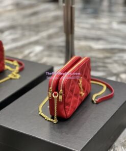 Replica Saint Laurent YSL Becky Double-Zip Pouch in Quilted Lambskin 608941 red 2