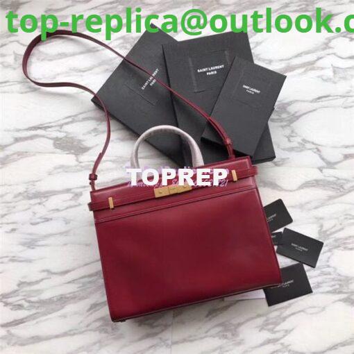 Replica YSL Saint Laurent Manhattan small shopping in Rouge smooth leather 2