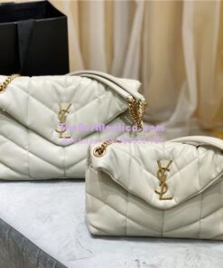 Replica Yves Saint Laurent YSL Loulou Puffer Small Bag In Quilted Lambskin 577476 White Gold Hardware