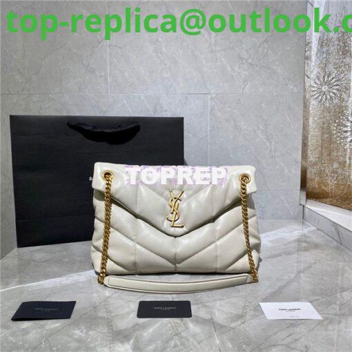 Replica Yves Saint Laurent YSL Loulou Puffer Medium Bag In Quilted Lambskin 5774751 White Gold Hardware