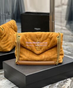 Replica YSL Saint Laurent Loulou Puffer Small Bag In Quilted Suede And Lambskin 577476 Tan 2