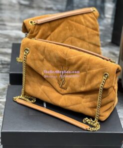 Replica YSL Saint Laurent Loulou Puffer Medium Bag In Quilted Suede And Lambskin 5774751 Tan 2