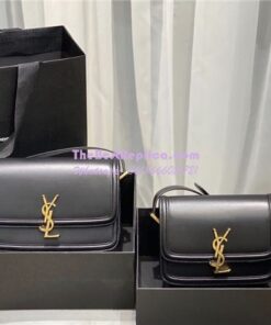 Replica YSL Saint Laurent Solferino Soft Satchel In Box Leather 635025 Black