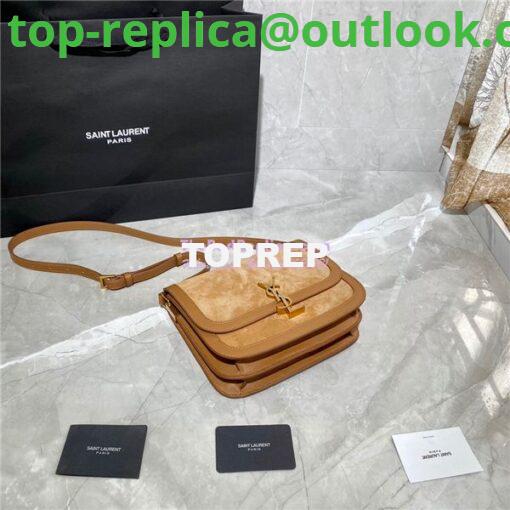 Replica YSL Saint Laurent Solferino Medium Soft Satchel In Suede And Smooth Leather 635025 Cinnamon 7