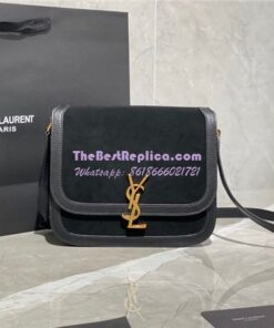 Replica YSL Saint Laurent Solferino Medium Soft Satchel In Suede And Smooth Leather 635025 Black