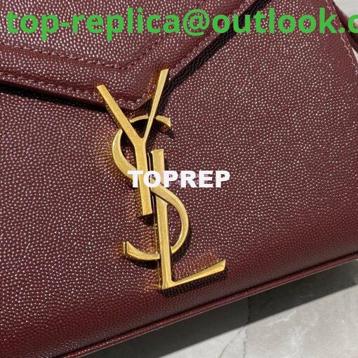 Replica YSL Saint Laurent Cassandra Mini Top Handle Bag In Grain De Poudre Embossed Leather 602716 DarkRed 5