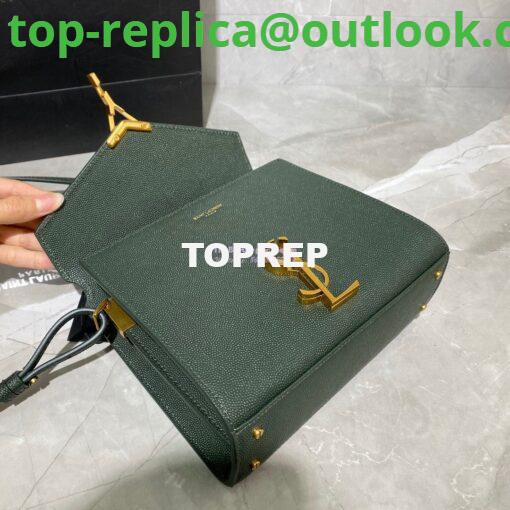 Replica YSL Saint Laurent Cassandra Mini Top Handle Bag In Grain De Poudre Embossed Leather 602716 Green 6