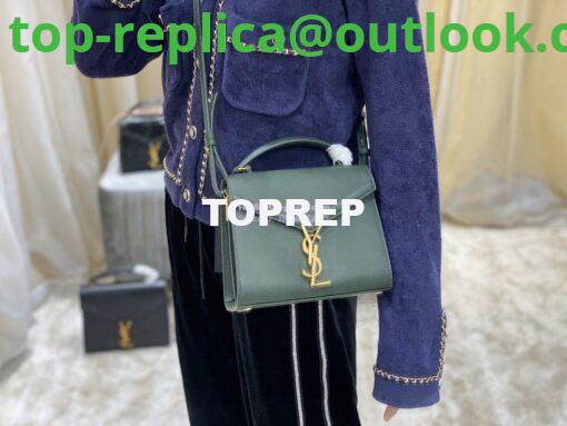 Replica YSL Saint Laurent Cassandra Mini Top Handle Bag In Grain De Poudre Embossed Leather 602716 Green 10