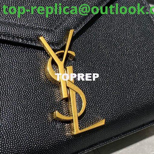 Replica YSL Saint Laurent Cassandra Mini Top Handle Bag In Grain De Poudre Embossed Leather 602716 Black 5