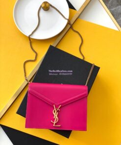 Replica YSL Saint Laurent Cassandra Monogram Clasp Bag In Smooth Leather Rosy Pink