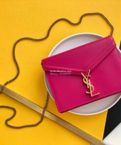 Replica YSL Saint Laurent Cassandra Monogram Clasp Bag In Smooth Leather Rosy Pink 2