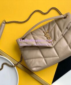 Replica Saint Laurent YSL Loulou Puffer Small Bag In Quilted Lambskin 577476 Dark Beige