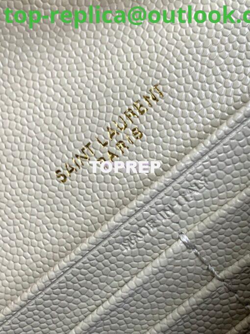 Replica YSL Saint Laurent Monogram Chain Wallet In Mix Matelassé Grain De Poudre Embossed Leather 620280 White 10