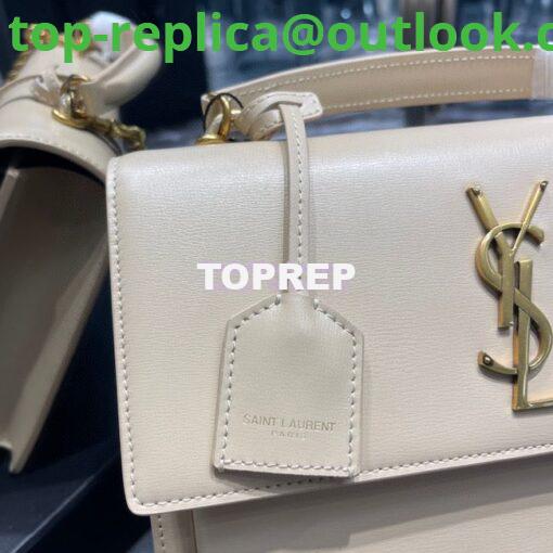 Replica YSL Saint Laurent Medium Sunset Satchel In Smooth Leather 634723 Light Beige 5