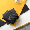 Replica YSL Saint Laurent Monogram compact zip around wallet in grain de poudre embossed leather with white trim 10