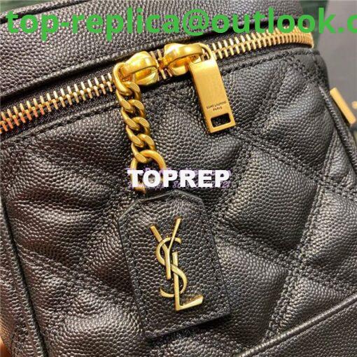 Replica YSL Saint Laurent 80's vanity bag in black carré-quilted grain de poudre embossed leather 3