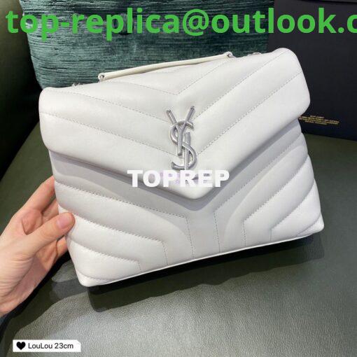 Replica Yves Saint Laurent YSL Loulou Small In Matelassé “Y” Leather in Blanc 494699 Silver Hardware 2