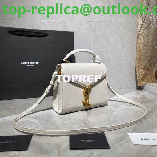 Replica YSL Saint Laurent Cassandra Mini Top Handle Bag In Grain De Poudre Embossed Leather 602716 White 3