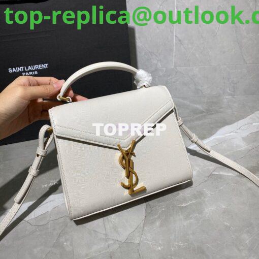 Replica YSL Saint Laurent Cassandra Mini Top Handle Bag In Grain De Poudre Embossed Leather 602716 White 5