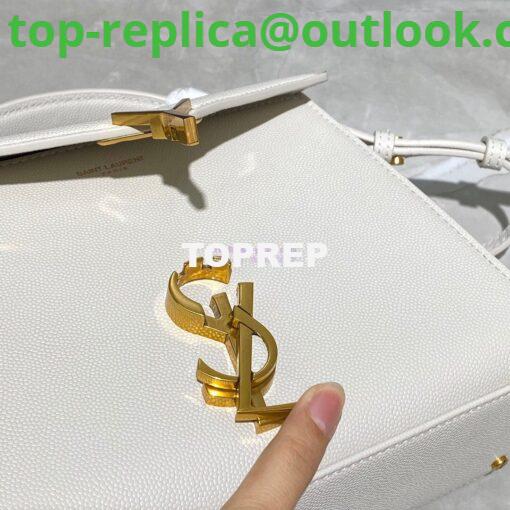 Replica YSL Saint Laurent Cassandra Mini Top Handle Bag In Grain De Poudre Embossed Leather 602716 White 7