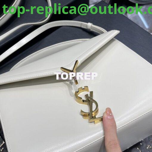 Replica YSL Saint Laurent Cassandra Medium Top Handle Bag In Smooth Leather 578000 White 8