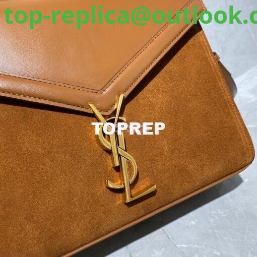 Replica YSL Saint Laurent Cassandra Medium Top Handle Bag In Smooth Leather And Suede 578000 Tan 5