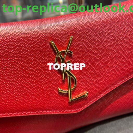 Replica YSL Saint Laurent Uptown Chain Wallet In Grain De Poudre Embossed Leather 6077881 Red 5