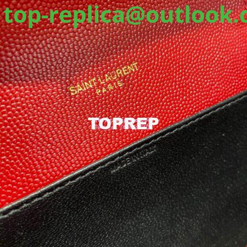 Replica YSL Saint Laurent Uptown Chain Wallet In Grain De Poudre Embossed Leather 6077881 Red 11