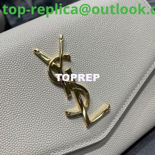 Replica YSL Saint Laurent Uptown Chain Wallet In Grain De Poudre Embossed Leather 6077881 White 3