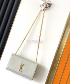 Replica YSL Saint Laurent Classic Medium Kate In Grained De Poudre Textured Leather White 2