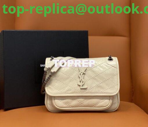 Replica YSL Saint Laurent Niki Baby In Crinkled Vintage Leather 533037 Blanc