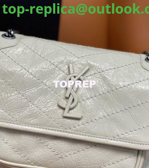 Replica YSL Saint Laurent Niki Baby In Crinkled Vintage Leather 533037 Blanc 4