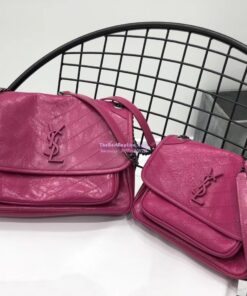 Replica YSL Saint Laurent Niki Chain Bag In Vintage Crinkled And Quilted Leather 498894 Rosy Pink