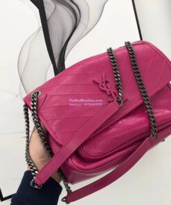 Replica YSL Saint Laurent Niki Chain Bag In Vintage Crinkled And Quilted Leather 498894 Rosy Pink 2