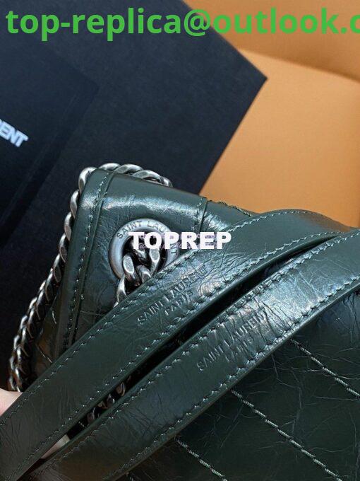 Replica YSL Saint Laurent Niki Chain Bag In Vintage Crinkled And Quilted Leather 498894 Dark Green 6