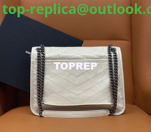 Replica YSL Saint Laurent Niki Chain Bag In Vintage Crinkled And Quilted Leather 498894 Blanc 8