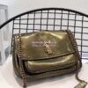 Replica YSL Saint Laurent Niki Chain Bag In Vintage Crinkled And Quilted Leather 498894 Pearl White 11