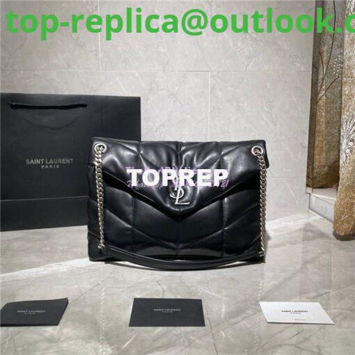 Replica Yves Saint Laurent YSL Loulou Puffer Medium Bag In Quilted Lambskin 5774751 Black Silver