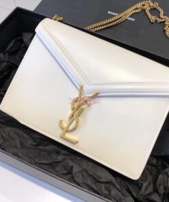 Replica YSL Saint Laurent Cassandra Monogram Clasp Bag In Smooth Leather White