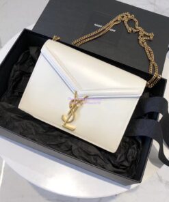 Replica YSL Saint Laurent Cassandra Monogram Clasp Bag In Smooth Leather White 2