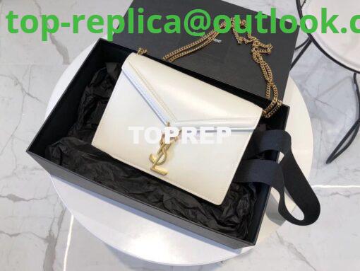 Replica YSL Saint Laurent Cassandra Monogram Clasp Bag In Smooth Leather White 2