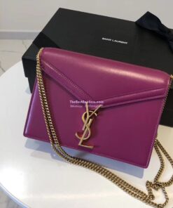 Replica YSL Saint Laurent Cassandra Monogram Clasp Bag In Smooth Leather Purple 2