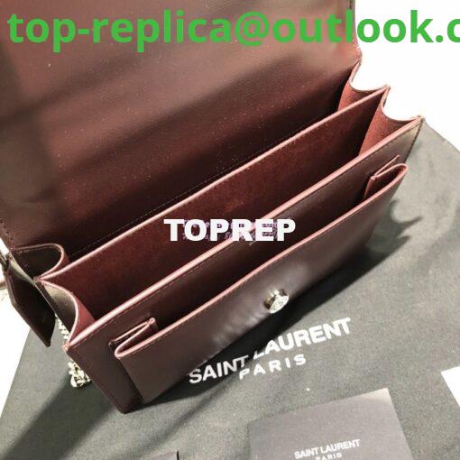 Replica YSL Saint Laurent Sunset Medium In Smooth Leather 442906 Dark Red Silver Hardware 8