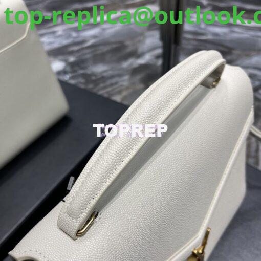 Replica YSL Saint Laurent Cassandra Top Handle Medium Bag In Grain De Poudre Leather Blanc 5