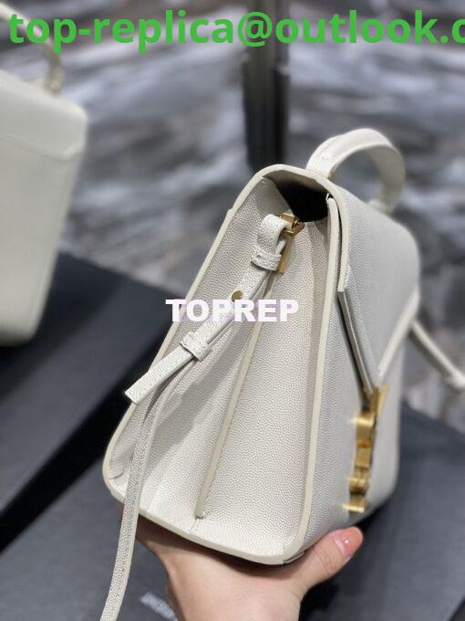 Replica YSL Saint Laurent Cassandra Top Handle Medium Bag In Grain De Poudre Leather Blanc 6