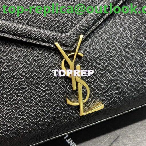 Replica YSL Saint Laurent Cassandra Top Handle Medium Bag In Grain De Poudre Leather Black 3